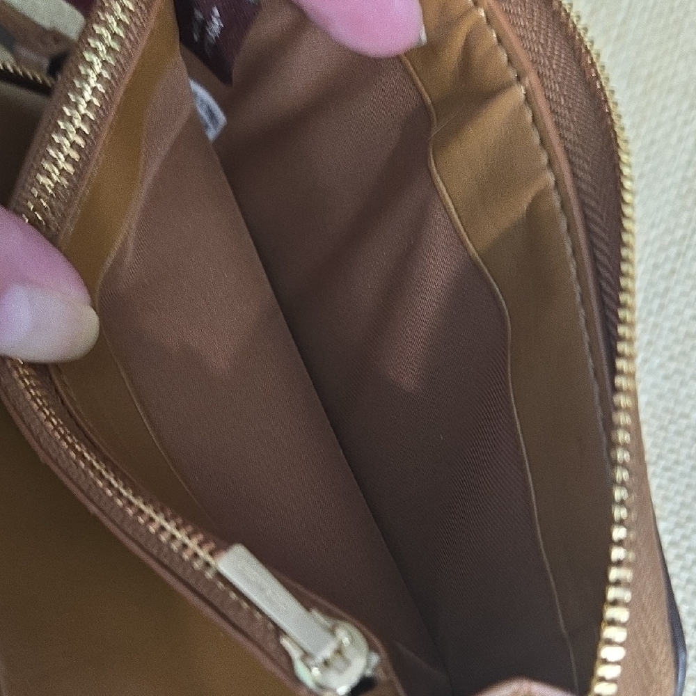 Coach Tan/Brown Signature Zip Wallet Wristlet - Picture 7 of 16